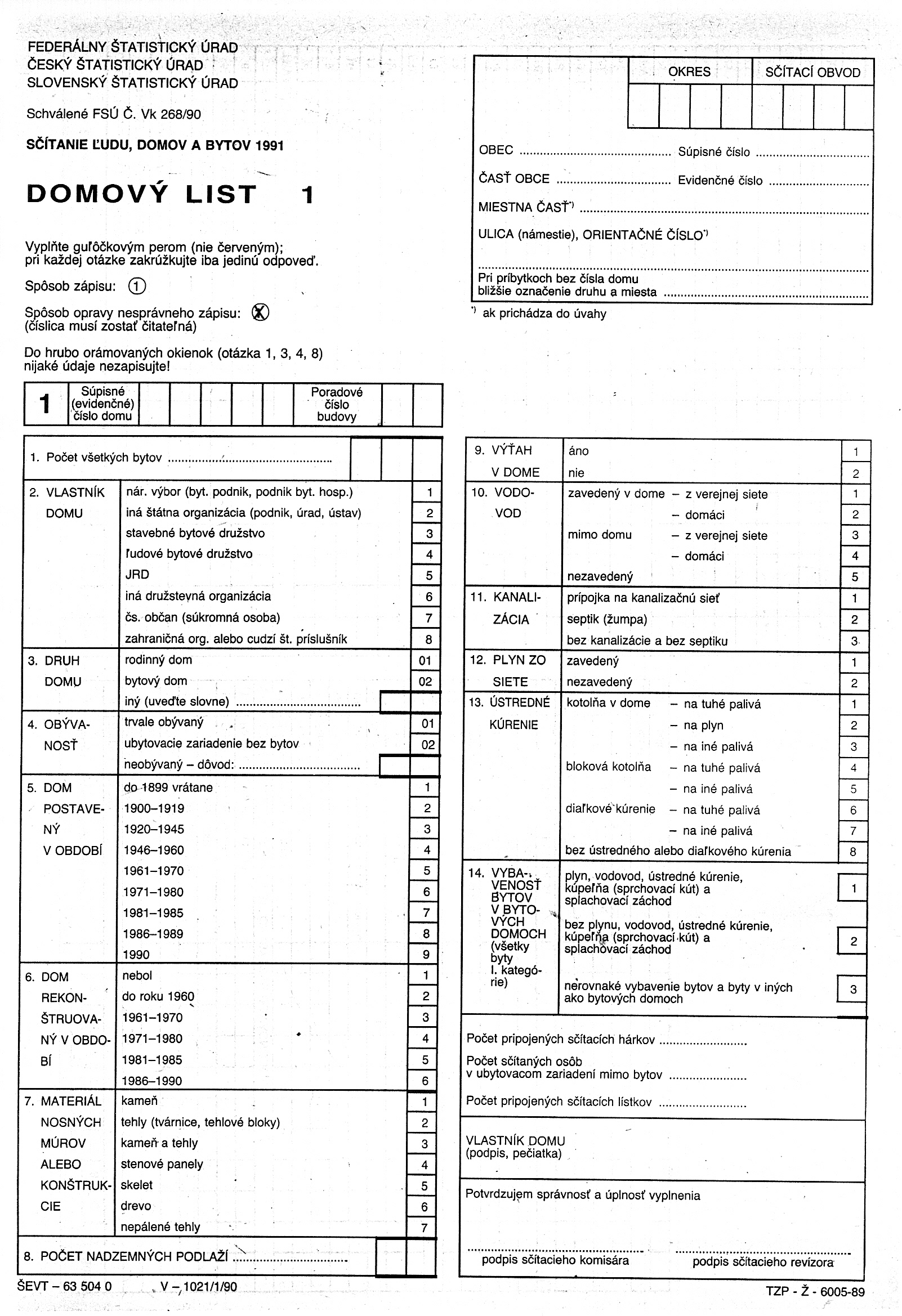 Data concerning housing