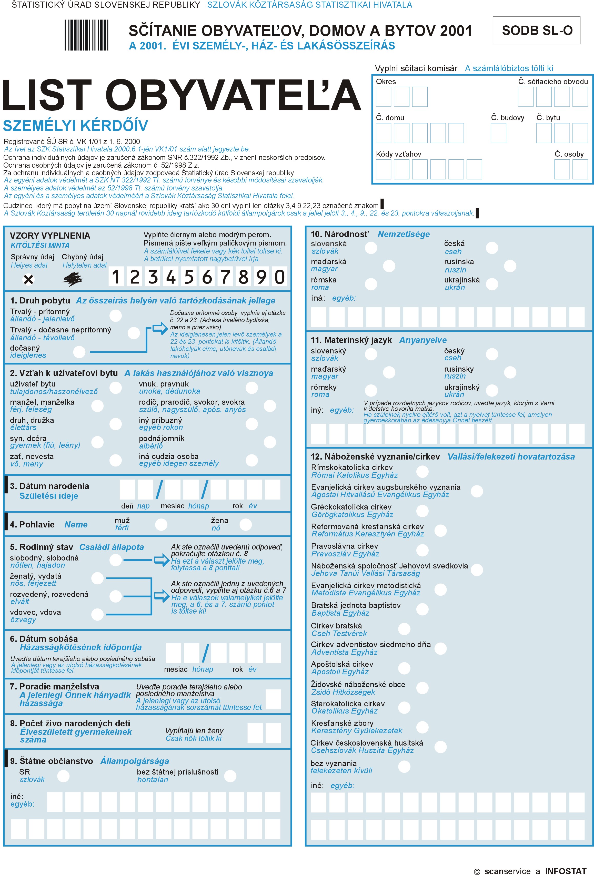 Population questionnarie 1st page