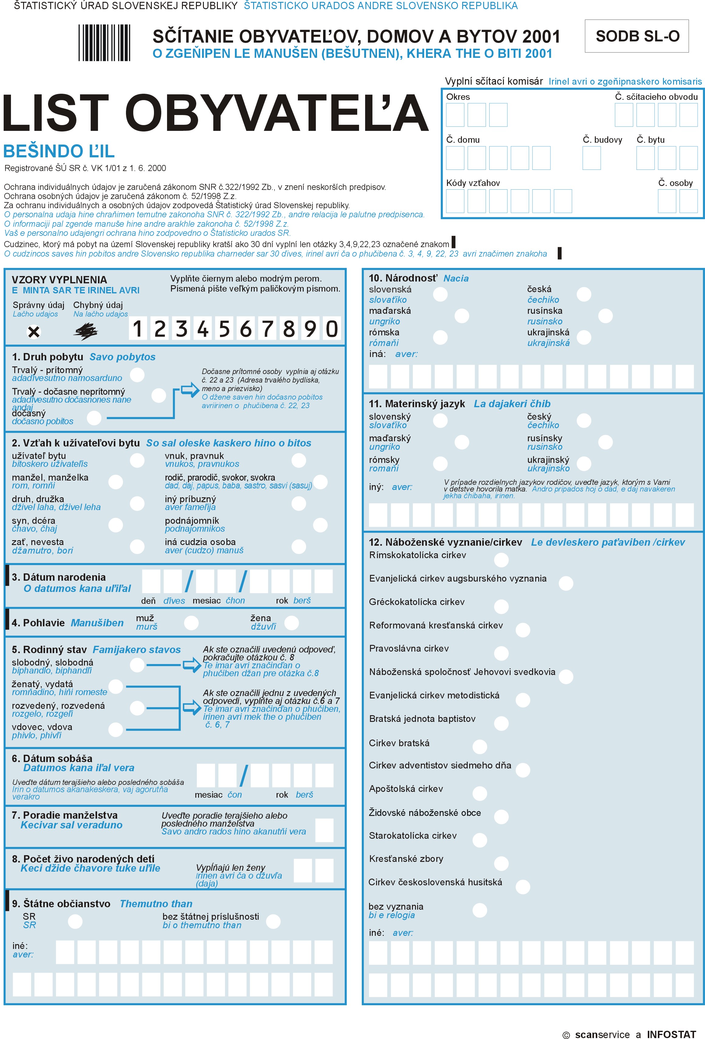 Population questionnarie 1st page