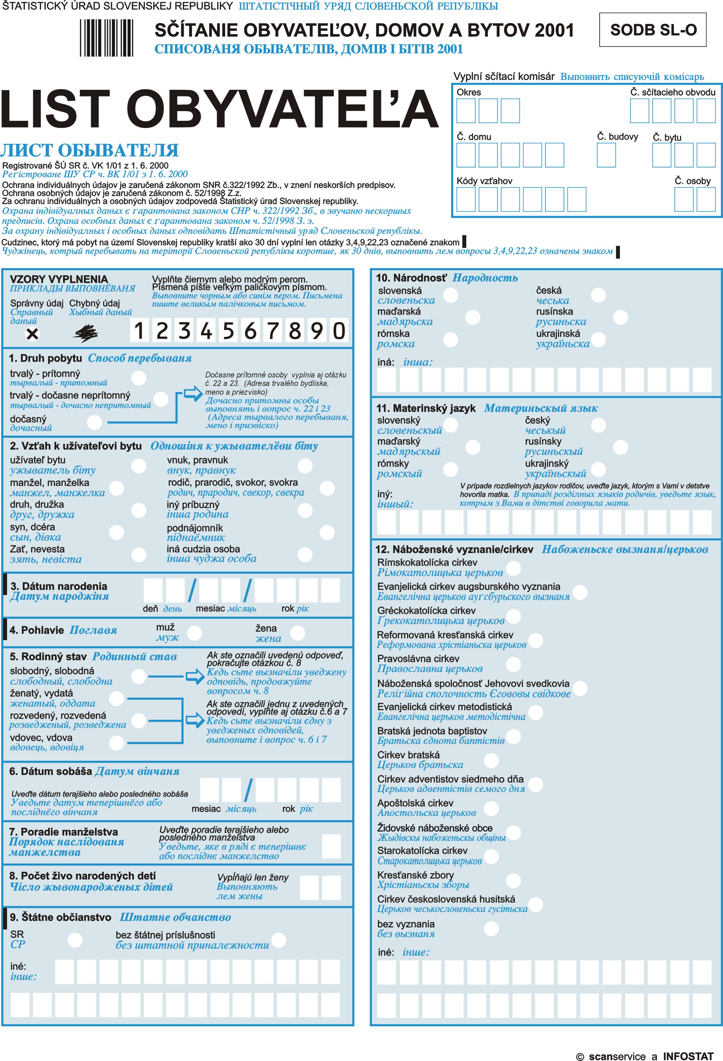 Population questionnarie 1st page