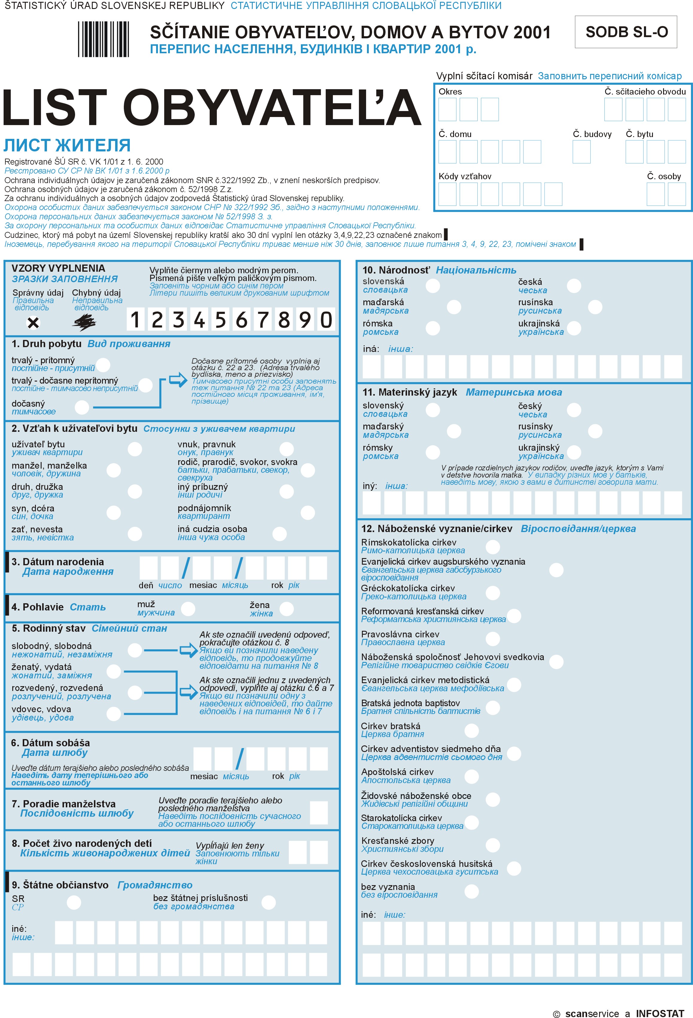 Population questionnarie 1st page