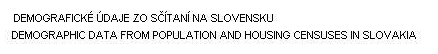 DEMOGRAFICK DAJE ZO STAN NA SLOVENSKU /DEMOGRAPHIC DATA FROM POPULATION AND HOUSING CENSUSES IN SLOVAKIA